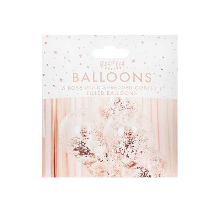 Mix It Up Rose Gold Foil Confetti Filled 30cm Balloons Pack of 5