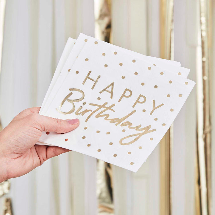Mix It Up Gold Foiled Happy Birthday Napkins Pack of 16