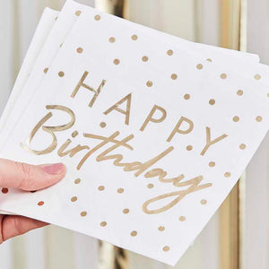 Mix It Up Gold Foiled Happy Birthday Napkins Pack of 16