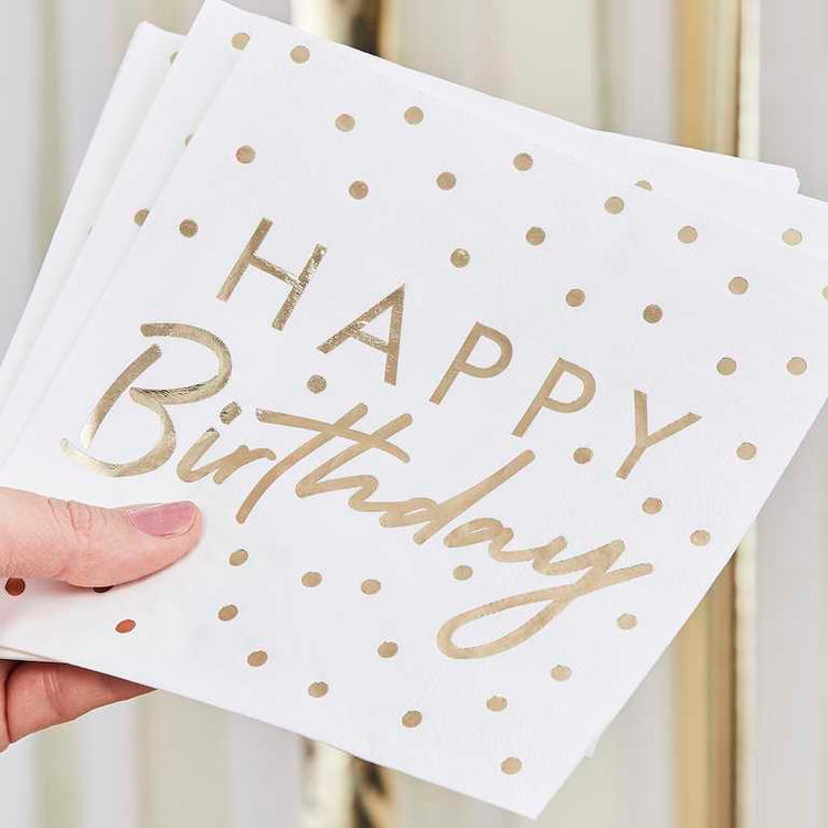 Mix It Up Gold Foiled Happy Birthday Napkins Pack of 16