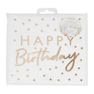 Mix It Up Gold Foiled Happy Birthday Napkins Pack of 16