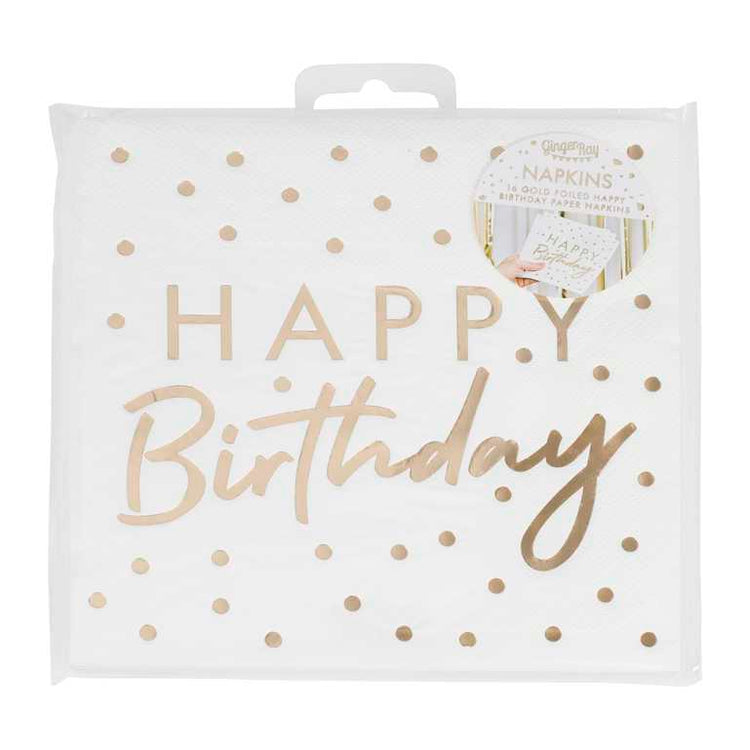 Mix It Up Gold Foiled Happy Birthday Napkins Pack of 16