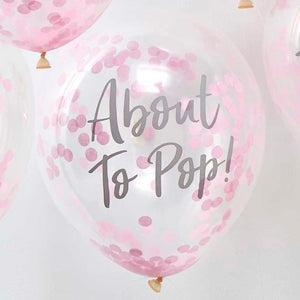 Oh Baby! Balloons 12in/30cm Confetti Pink About To Pop Pack of 5