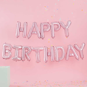 Pastel Party Happy Birthday Letter Balloons Pink