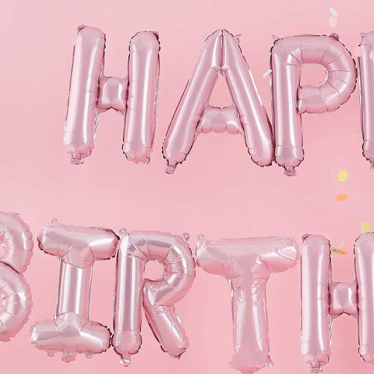 Pastel Party Happy Birthday Letter Balloons Pink