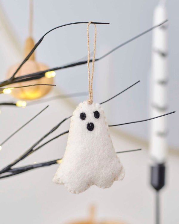 Pumpkin Spice Ghost Felt Hanging Tree Decoration