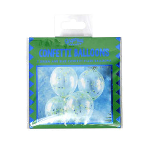 Roar Green And Blue Confetti 30cm Balloons Pack of 5