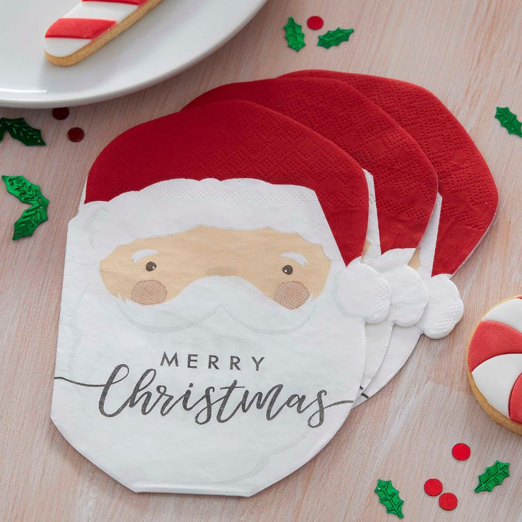 Christmas Silly Santa Shaped Napkins Pack of 16