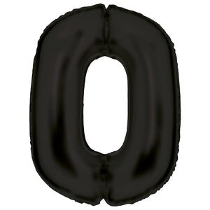 Large Number 0 Silk Lustre Black Foil Balloon 64cm w x 90cm h