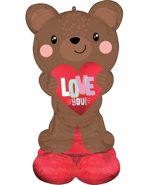 AirLoonz Satin Brown Love You Bear 1.2m Foil Balloon