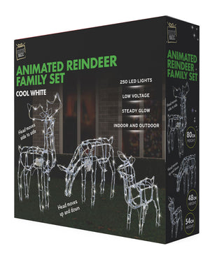 Animated Christmas LED Reindeers Family 3 Piece