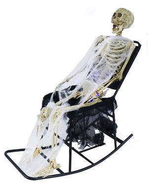 Skeleton On Rocking Chair Animated Decoration 1m