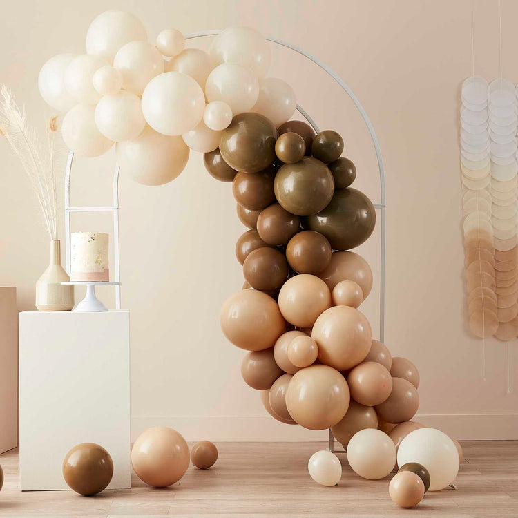 Balloon Arch Taupe, Brown & Peach Pack of 73