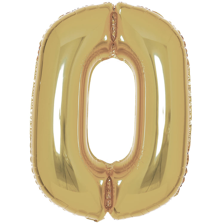 Large Number 0 White Gold Foil Balloon 64cm w x 90cm h