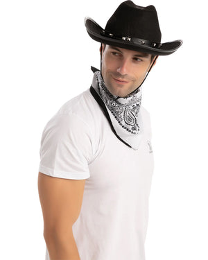 Black Cowboy with 3 Bandanas Hat