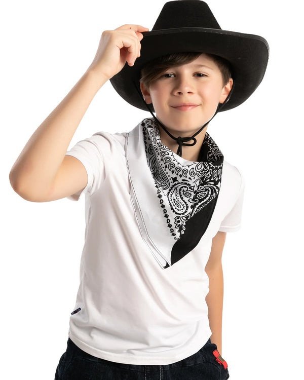 Black Cowboy with 3 Bandanas Hat