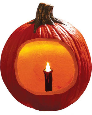 Black LED Flicker Pumpkin Candle 8cm