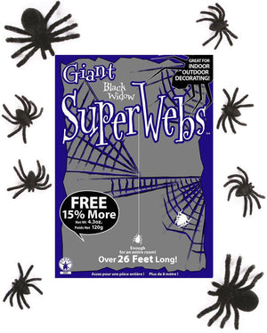 Black Spider Webbing with Bonus Spiders