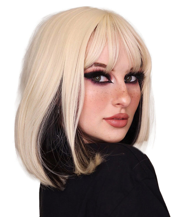 Blonde and Dark Brown Two Tone Heat Resistant Premium Bob Wig