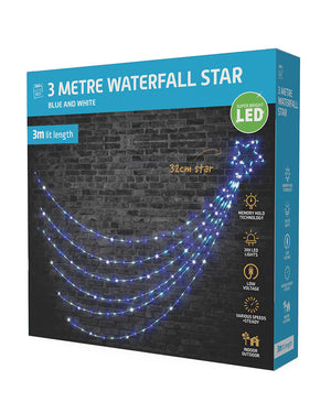 Blue White LED Waterfall Star 200 Piece 3m