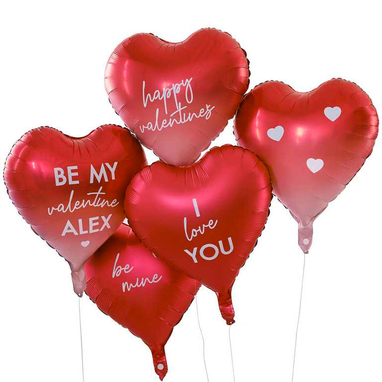 Be Mine Customisable Heart Valentines Balloons with Stickers