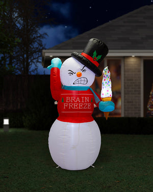 Brain Freeze Snowman Christmas Lawn Inflatable 1.8m