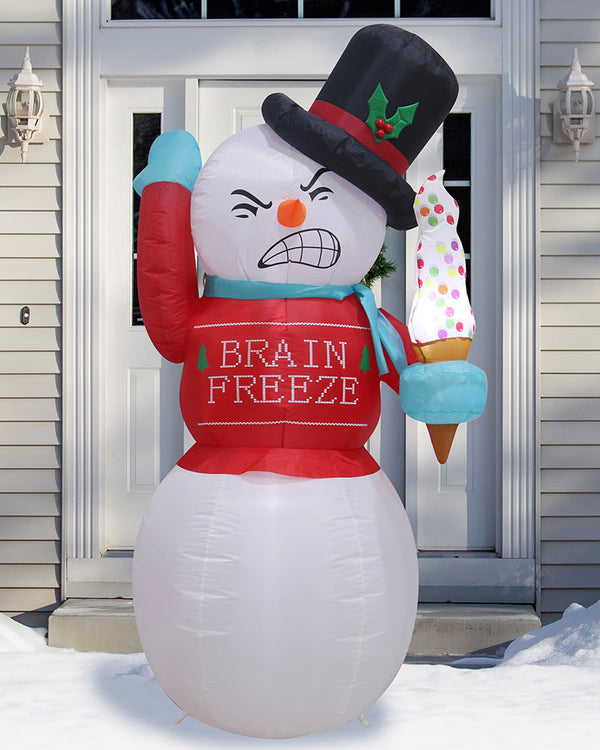 Brain Freeze Snowman Christmas Lawn Inflatable 1.8m