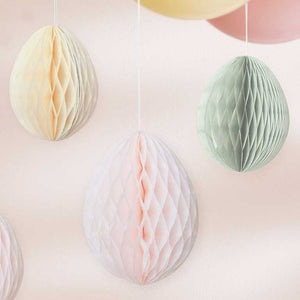 Hey Bunny Pastel Honeycomb Hanging Easter Egg Decorations