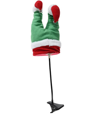 Clip On Kicking Elf Legs with Bells and Music Christmas Tree Decoration