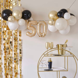 Champagne Noir 50th Birthday Milestone Balloon Bunting Decoration