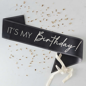 Champagne Noir Black & Nude Its My Birthday Sash