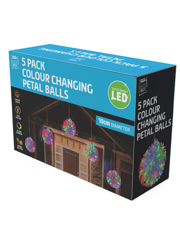 Colour Change LED Petal Balls 10cm Pack of 5