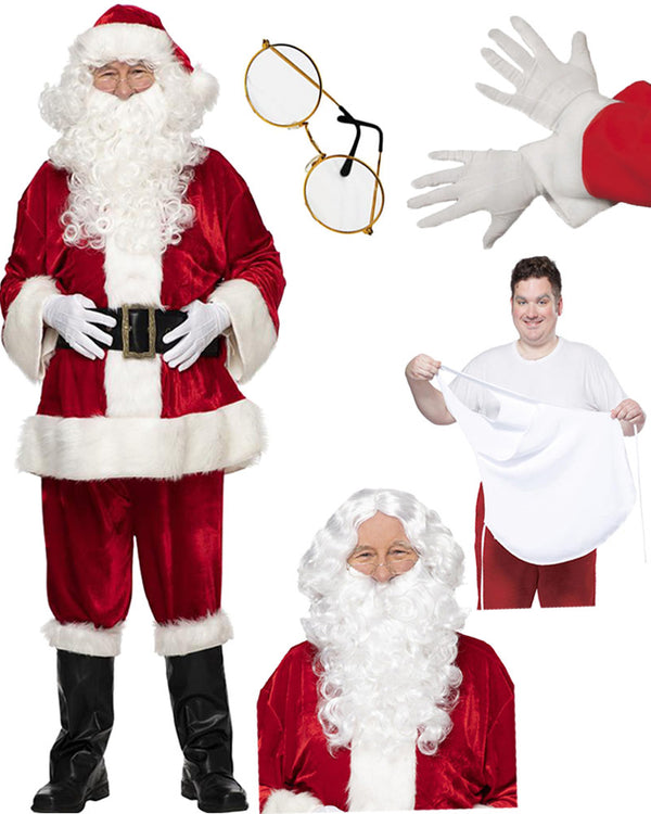 Complete Velour Santa Suit Christmas Bundle