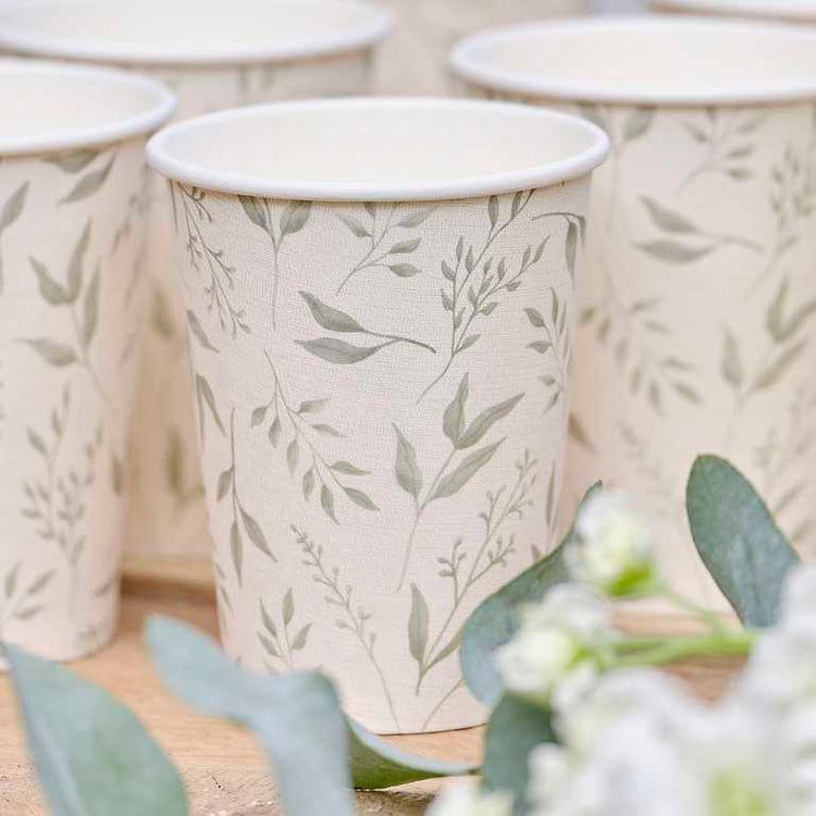 Christening White & Green Christening Paper Cups