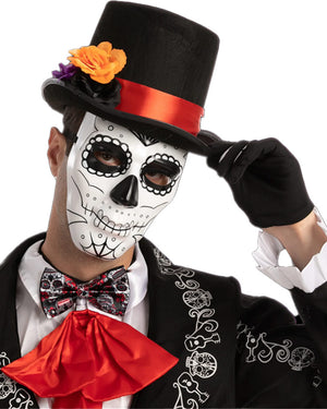 Day of the Dead Short Gloves Hat and Bow Tie