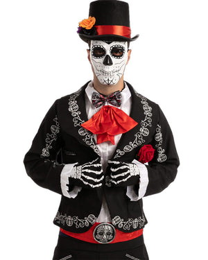 Day of the Dead Short Gloves Hat and Bow Tie