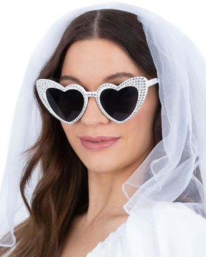 Diamante Heart Hens Party Sunglasses