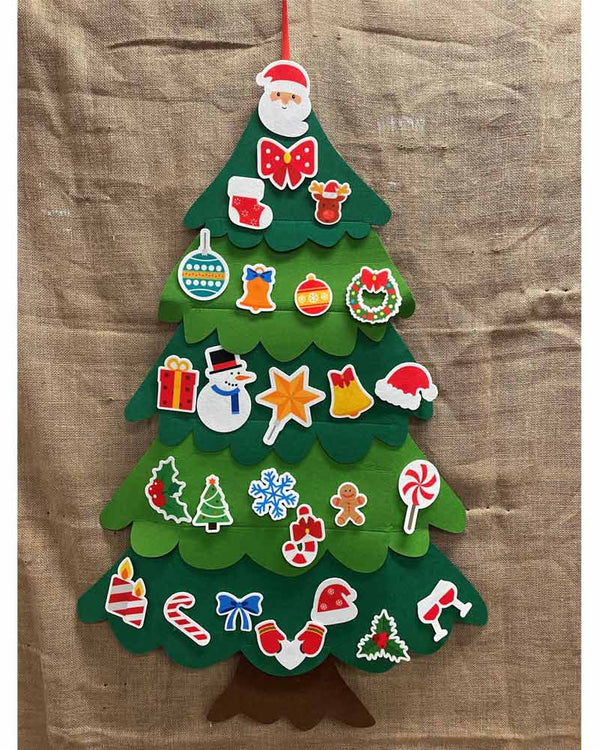 Diy Felt Wall Christmas Tree with Decorations 27 Piece