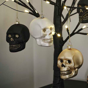 Deadly Soiree Skull 8cm Tree Decorations Pack of 3