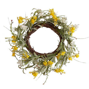 Eggciting Easter Yellow Artificial Flower Foliage Spring Wreath