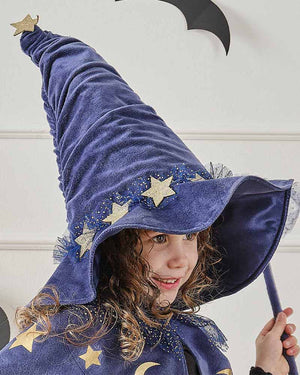 Velvet Navy Wizard Hat