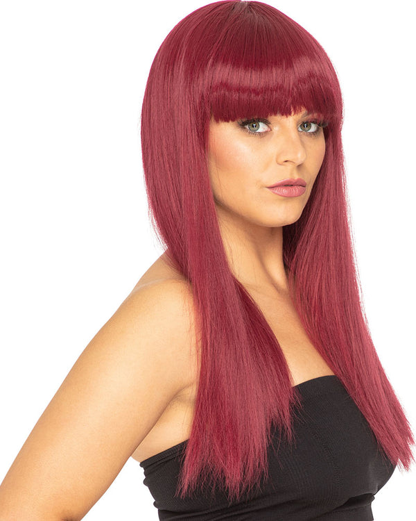 Fashion Deluxe Bordeaux Red Long Wig