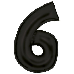 Large Number 6 Silk Lustre Black Foil Balloon 56cm w x 92cm h