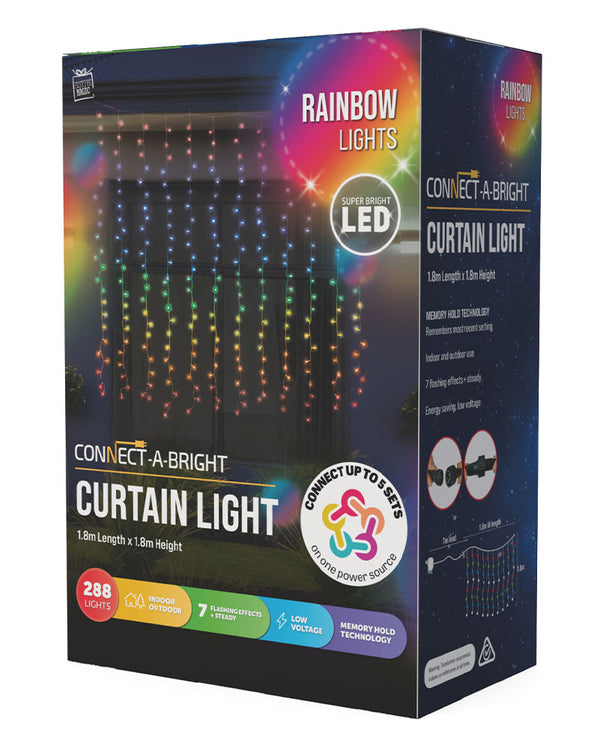 Flash Connectable Rainbow LED Curtain 1.8m