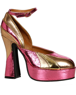 Fuchsia 1970s Dance Chunky Heel With Ankle Strap Premium Womens Shoes