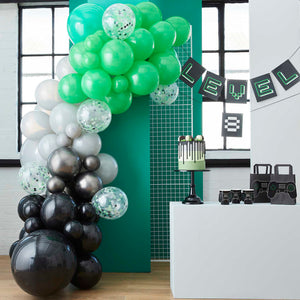 Game Controller Balloon Arch Black, Green & Grey Pack of 73