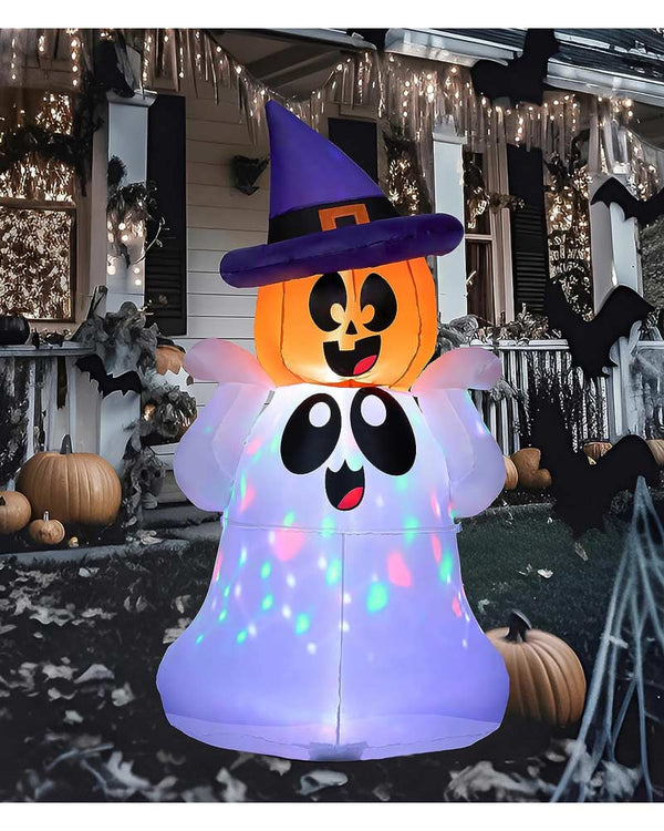 Ghost with Pumpkin LED Lawn Inflatable 1.5m