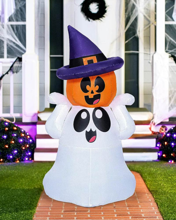 Ghost with Pumpkin LED Lawn Inflatable 1.5m