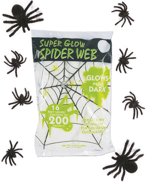 Glow in the Dark Spider Web 60g with Bonus Spiders