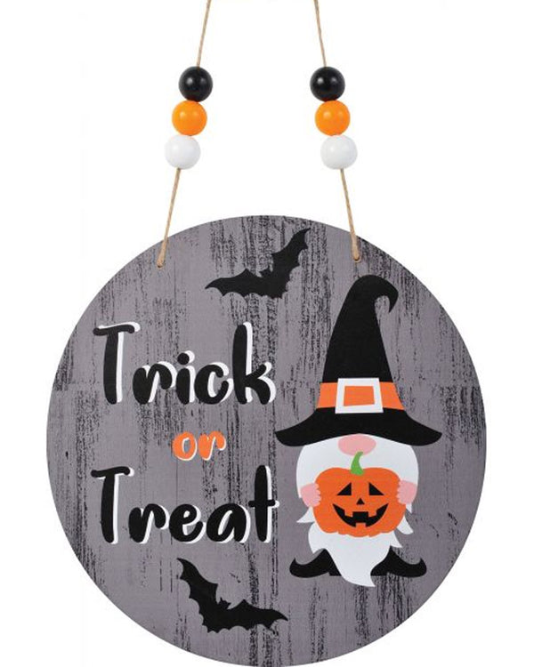 Gnome Halloween Home Wood Sign 30cm